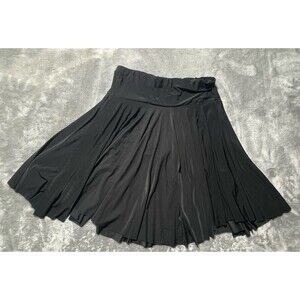 Stretch Flare Skaters Skirt Women’s Black Pleated Pull On Knee Witchy Goth